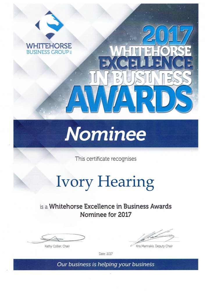 Nominated Whitehorse Excellence Business Awards 2017